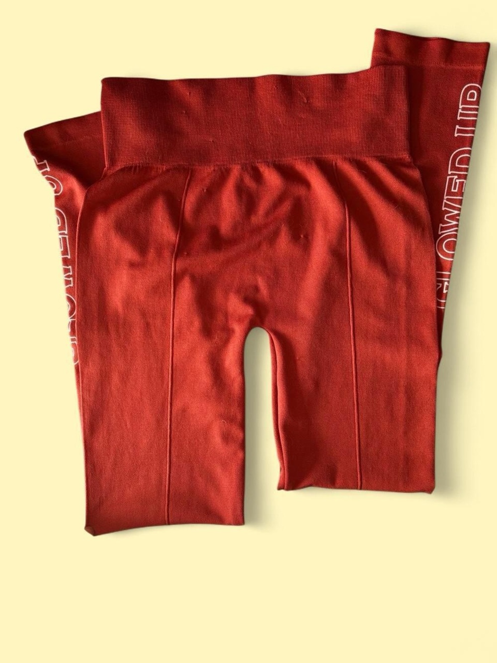 feathers Red women's leggings with Side Script
